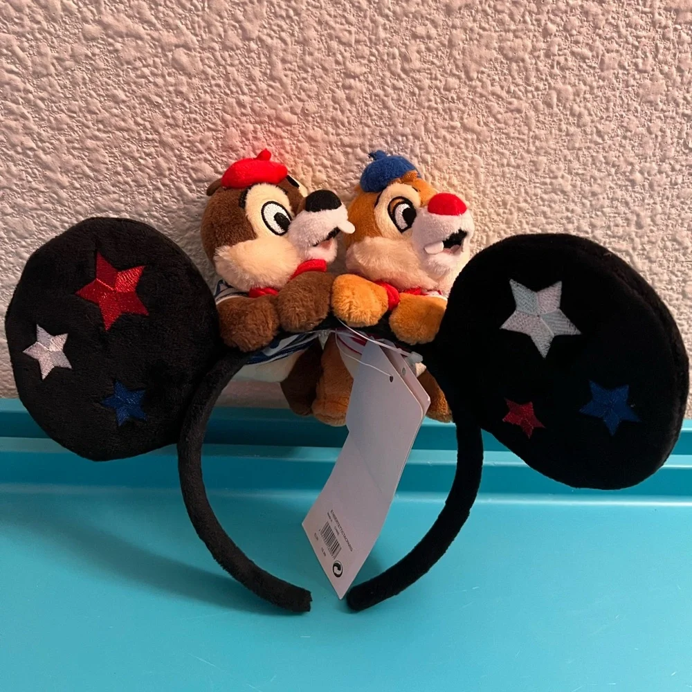 Disneyland Paris Chip & Dale Tic & Tac Plush Mickey Ears Headband NWT Retired